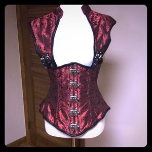 Red Underbust Corset with shoulder straps